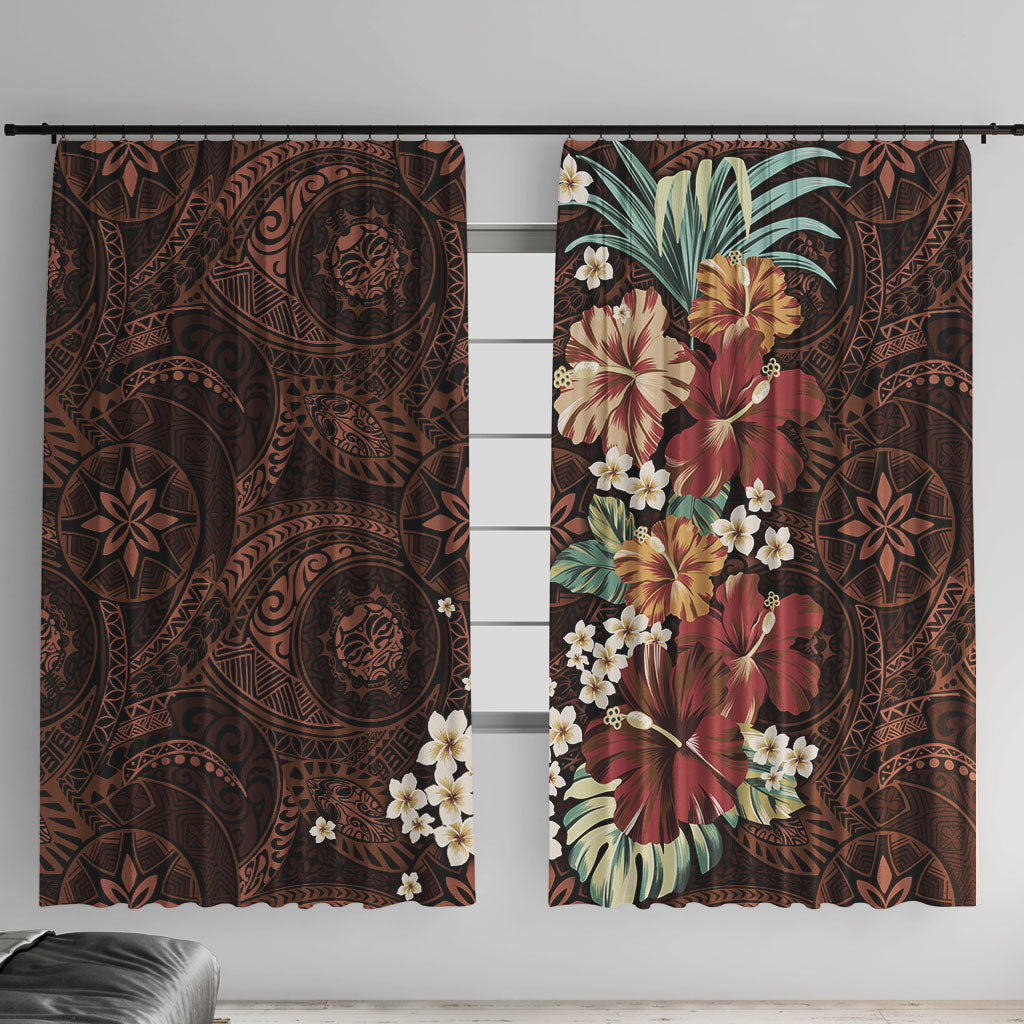 Kanoa Hawai'i Hibiscus Window Curtain Polynesian Tribal Tattoo Pattern Floral Elements