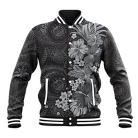 Pauli Hawai'i Hibiscus Baseball Jacket Polynesian Tribal Tattoo Pattern Floral Elements