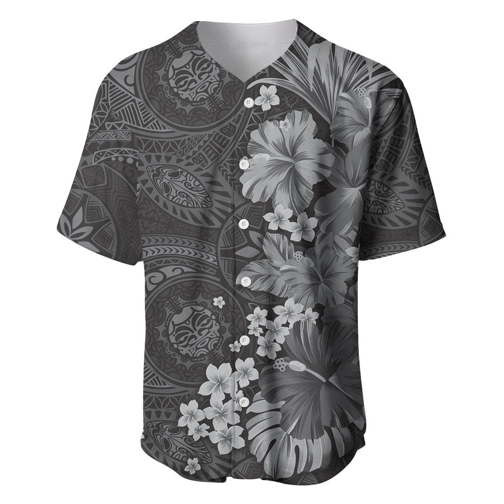 Pauli Hawai'i Hibiscus Baseball Jersey Polynesian Tribal Tattoo Pattern Floral Elements
