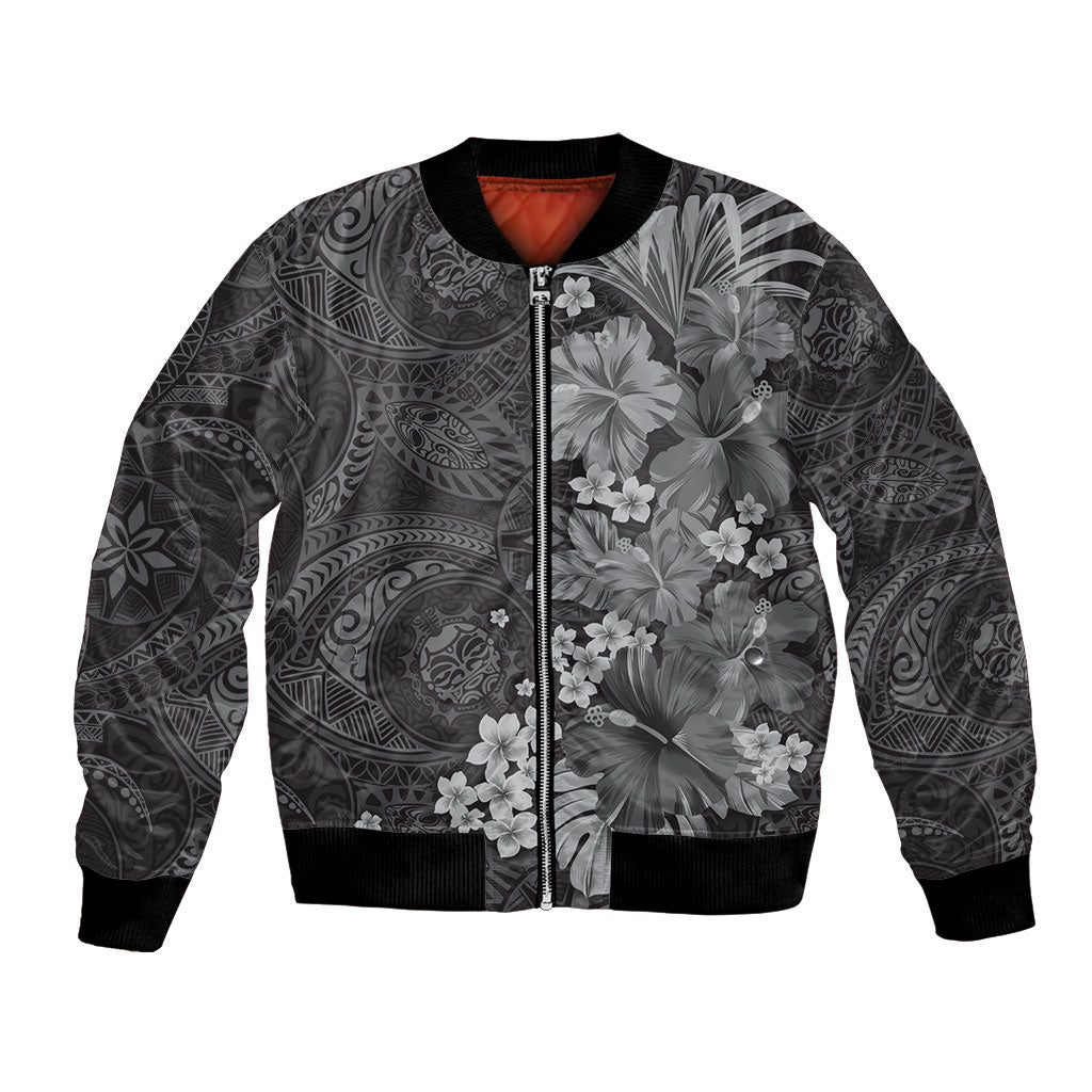 Pauli Hawai'i Hibiscus Bomber Jacket Polynesian Tribal Tattoo Pattern Floral Elements