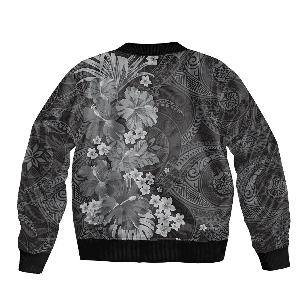 Pauli Hawai'i Hibiscus Bomber Jacket Polynesian Tribal Tattoo Pattern Floral Elements
