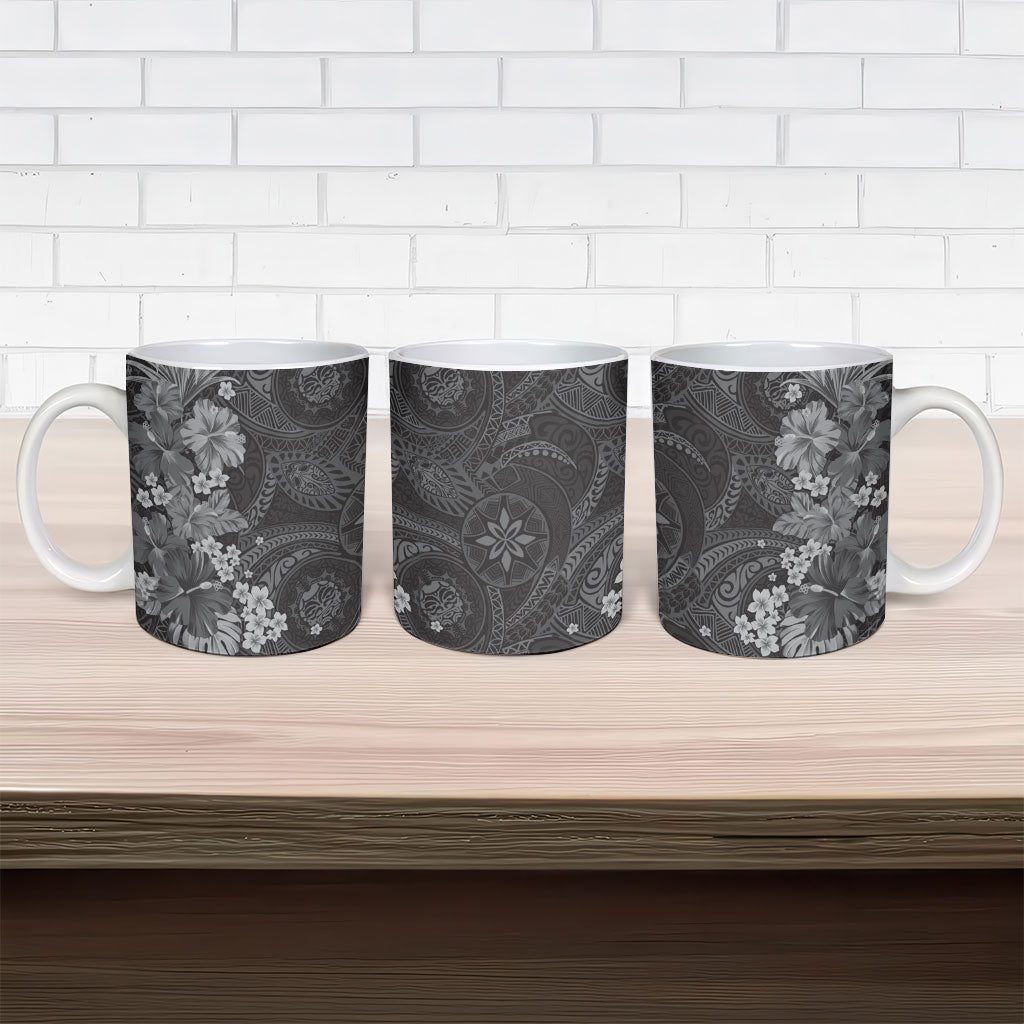 Pauli Hawai'i Hibiscus Ceramic Mug Polynesian Tribal Tattoo Pattern Floral Elements