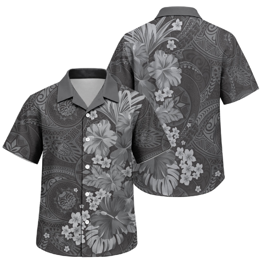 Pauli Hawai'i Hibiscus Family Matching Off The Shoulder Long Sleeve Dress and Hawaiian Shirt Polynesian Tribal Tattoo Pattern Floral Elements