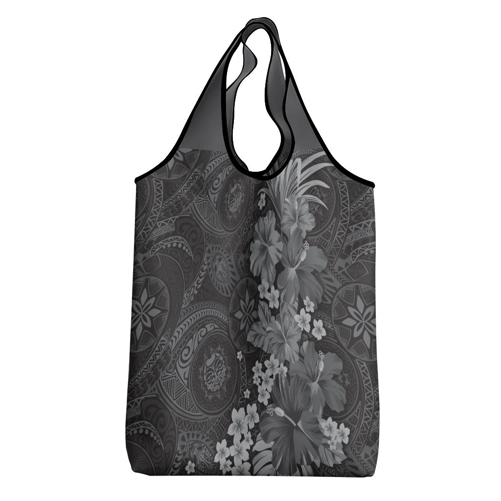Pauli Hawai'i Hibiscus Grocery Bag Polynesian Tribal Tattoo Pattern Floral Elements