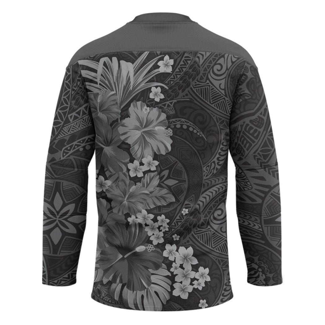 Pauli Hawai'i Hibiscus Hockey Jersey Polynesian Tribal Tattoo Pattern Floral Elements