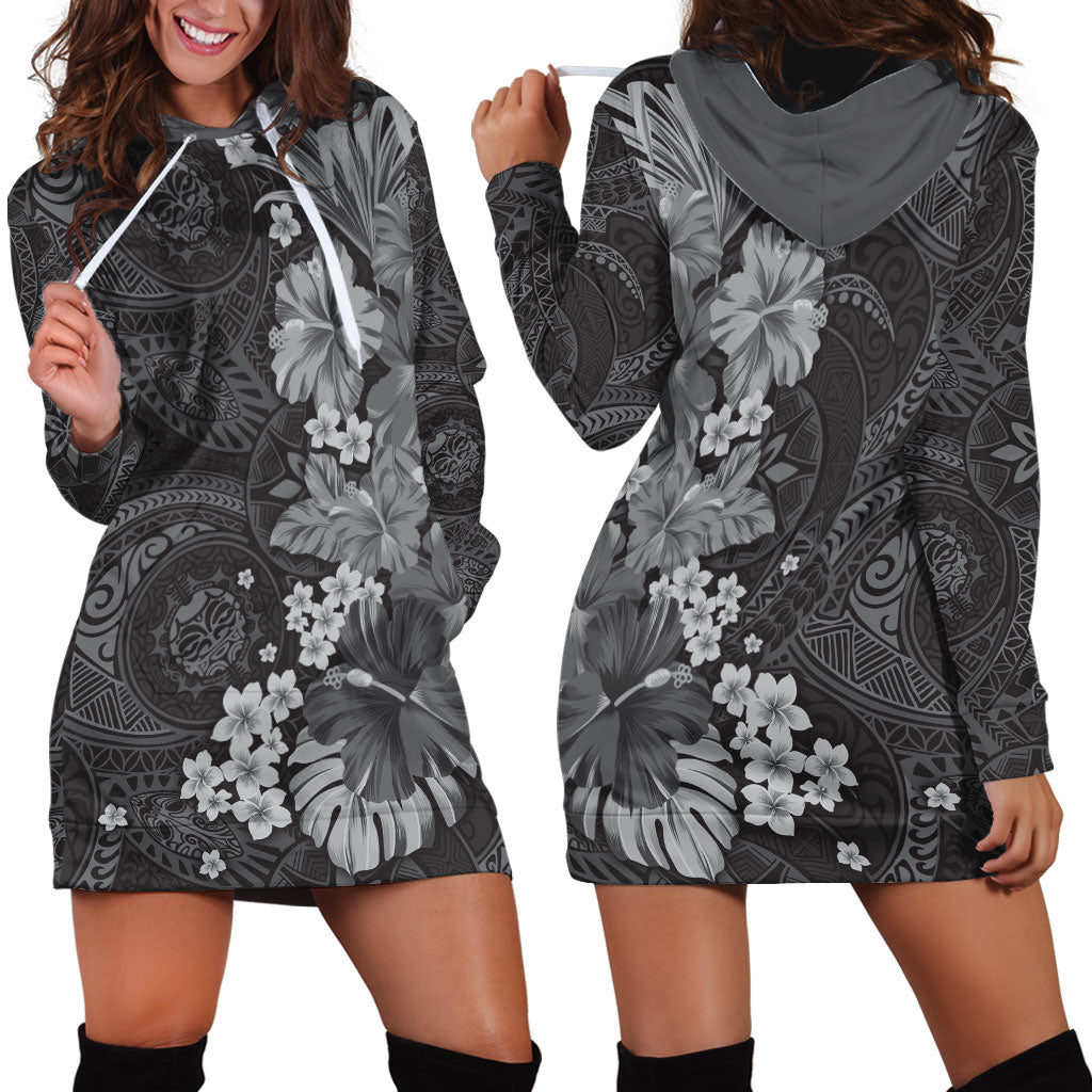 Pauli Hawai'i Hibiscus Hoodie Dress Polynesian Tribal Tattoo Pattern Floral Elements
