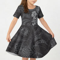 Pauli Hawai'i Hibiscus Kid Short Sleeve Dress Polynesian Tribal Tattoo Pattern Floral Elements