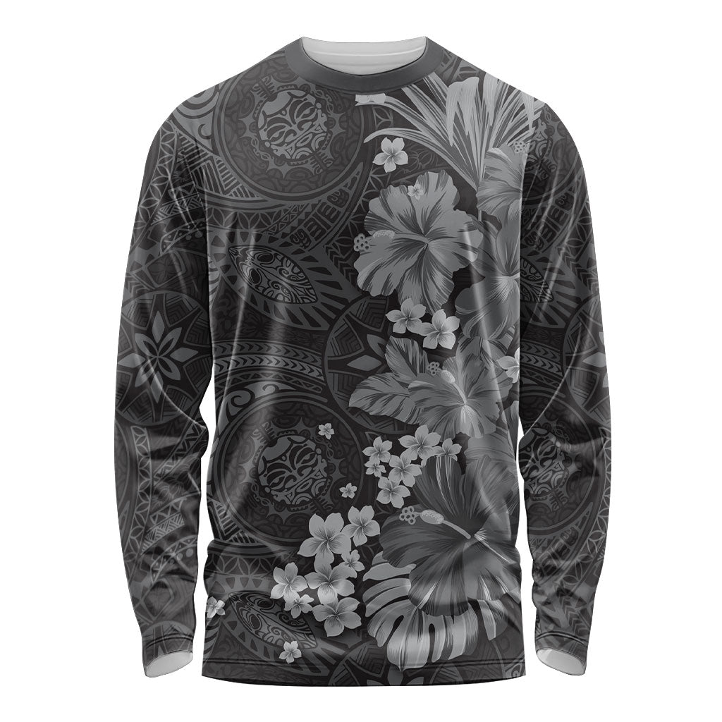 Pauli Hawai'i Hibiscus Long Sleeve Shirt Polynesian Tribal Tattoo Pattern Floral Elements