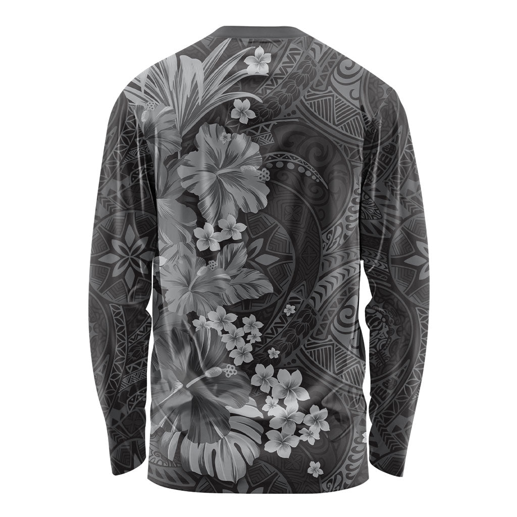 Pauli Hawai'i Hibiscus Long Sleeve Shirt Polynesian Tribal Tattoo Pattern Floral Elements