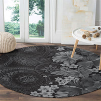 Pauli Hawai'i Hibiscus Round Carpet Polynesian Tribal Tattoo Pattern Floral Elements