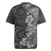 Pauli Hawai'i Hibiscus Rugby Jersey Polynesian Tribal Tattoo Pattern Floral Elements
