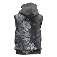 Pauli Hawai'i Hibiscus Sleeveless Hoodie Polynesian Tribal Tattoo Pattern Floral Elements