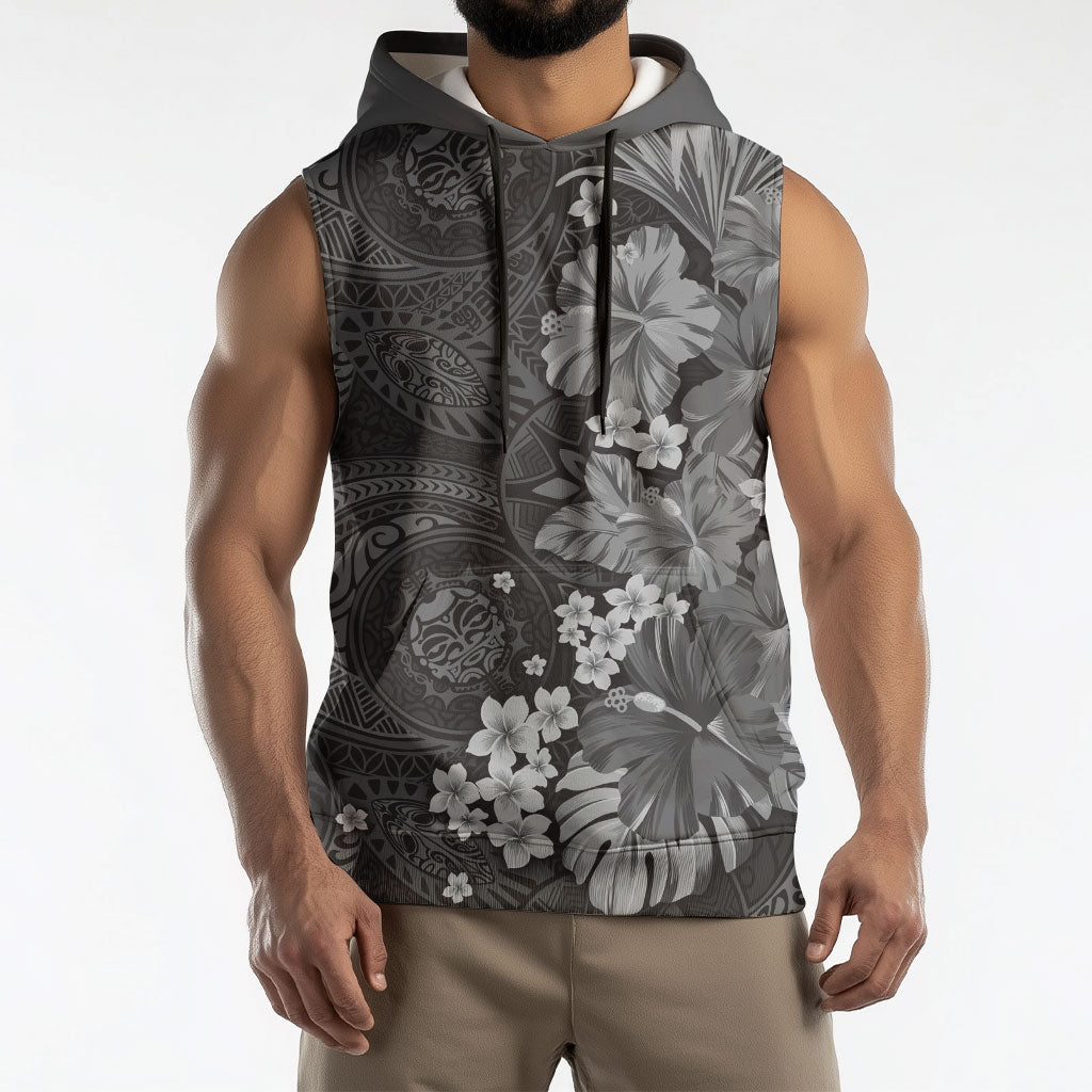 Pauli Hawai'i Hibiscus Sleeveless Hoodie Polynesian Tribal Tattoo Pattern Floral Elements