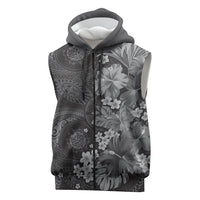 Pauli Hawai'i Hibiscus Sleeveless Zip Hoodie Polynesian Tribal Tattoo Pattern Floral Elements
