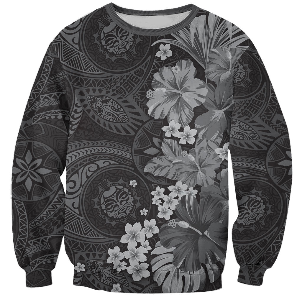 Pauli Hawai'i Hibiscus Sweatshirt Polynesian Tribal Tattoo Pattern Floral Elements