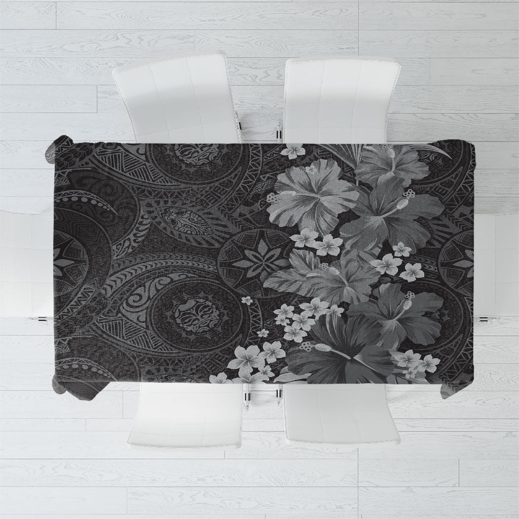 Pauli Hawai'i Hibiscus Tablecloth Polynesian Tribal Tattoo Pattern Floral Elements LT9 Soft Black - Polynesian Pride