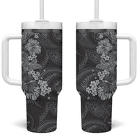 Pauli Hawai'i Hibiscus Tumbler With Handle Polynesian Tribal Tattoo Pattern Floral Elements