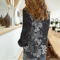 Pauli Hawai'i Hibiscus Women Casual Shirt Polynesian Tribal Tattoo Pattern Floral Elements