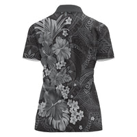 Pauli Hawai'i Hibiscus Women Polo Shirt Polynesian Tribal Tattoo Pattern Floral Elements