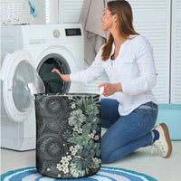 Pauliuli Hawai'i Hibiscus Laundry Basket Polynesian Tribal Tattoo Pattern Floral Elements