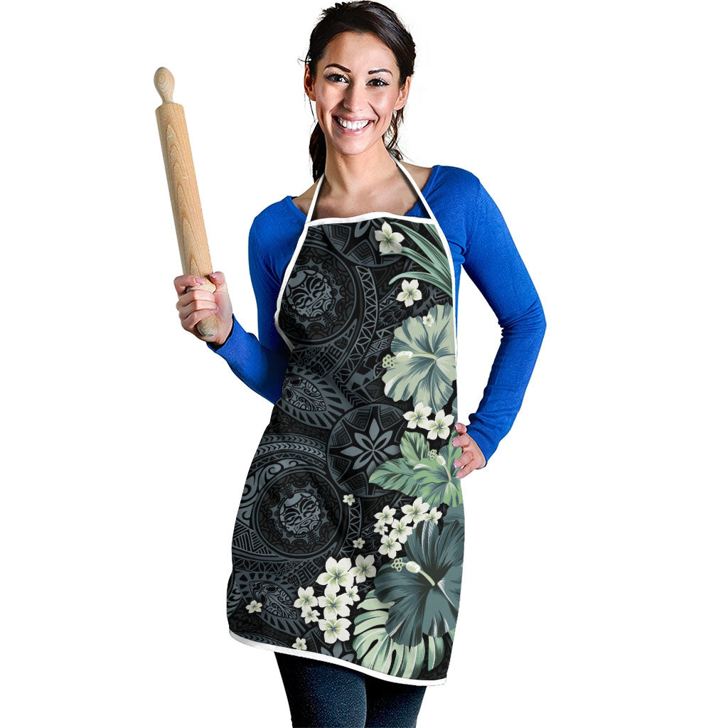 Pauliuli Hawai'i Hibiscus Apron Polynesian Tribal Tattoo Pattern Floral Elements