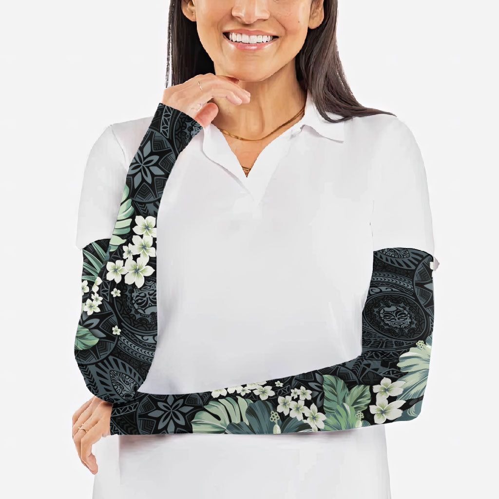 Pauliuli Hawai'i Hibiscus Arm Sleeves Polynesian Tribal Tattoo Pattern Floral Elements