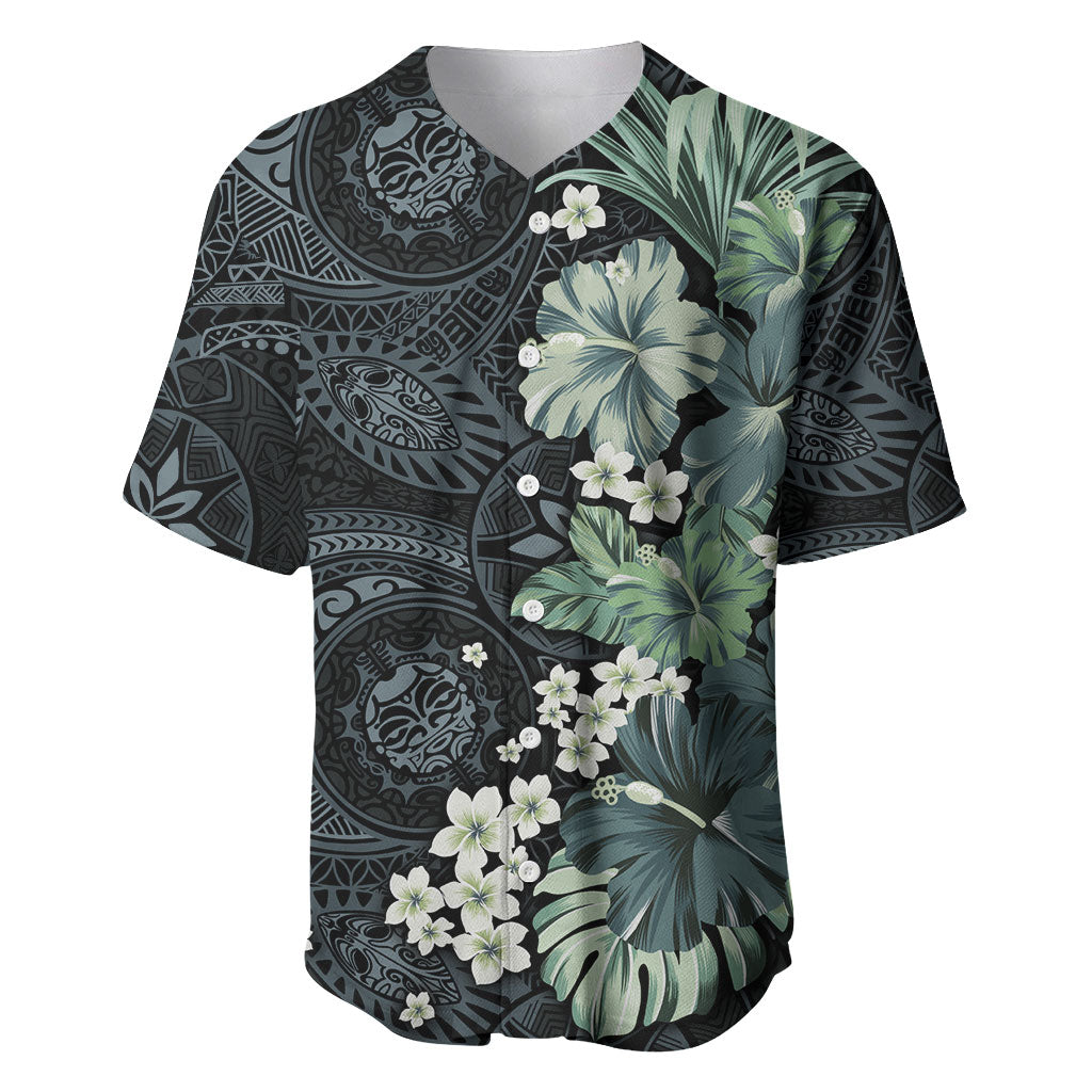 Pauliuli Hawai'i Hibiscus Baseball Jersey Polynesian Tribal Tattoo Pattern Floral Elements