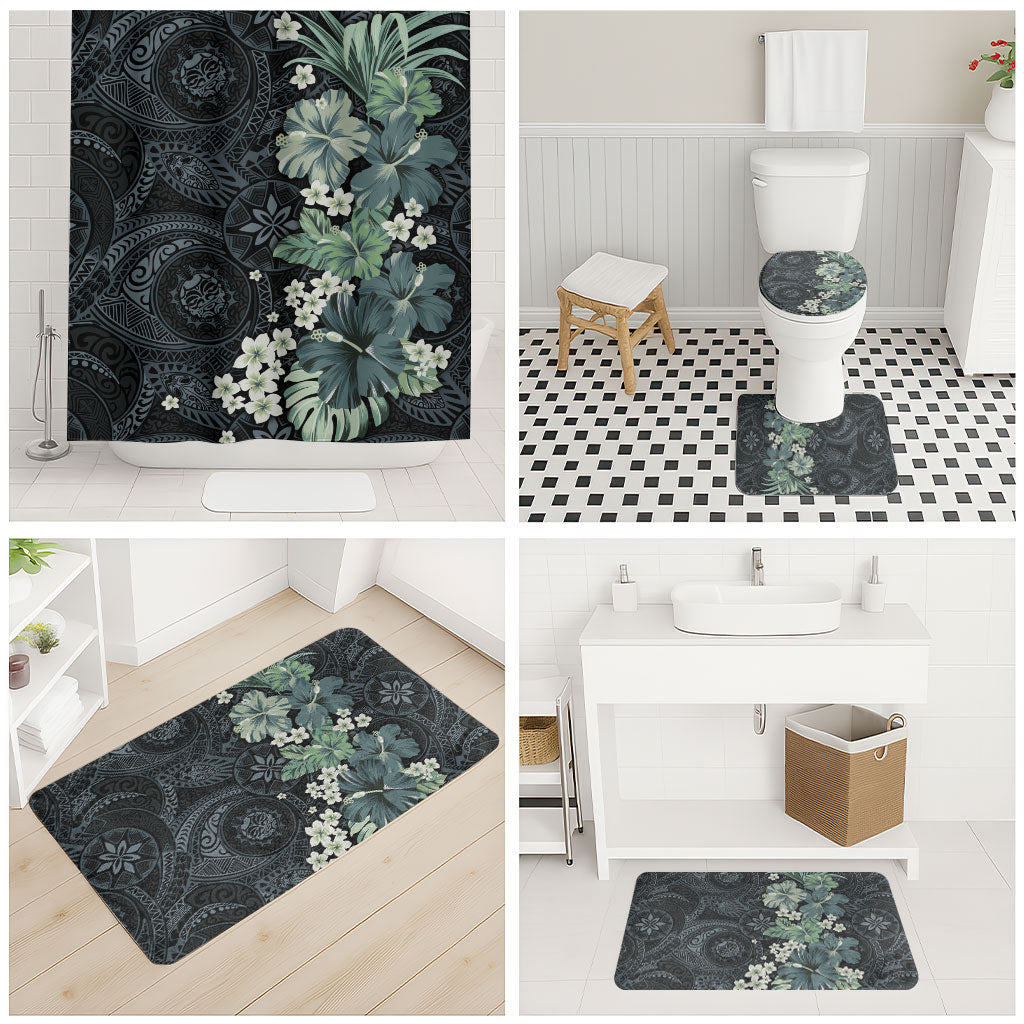 Pauliuli Hawai'i Hibiscus Bathroom Set Polynesian Tribal Tattoo Pattern Floral Elements