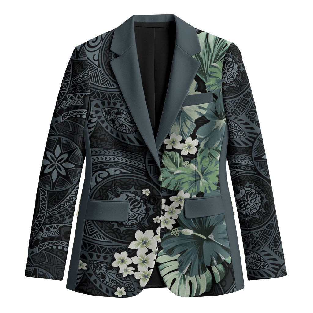 Pauliuli Hawai'i Hibiscus Blazer Polynesian Tribal Tattoo Pattern Floral Elements