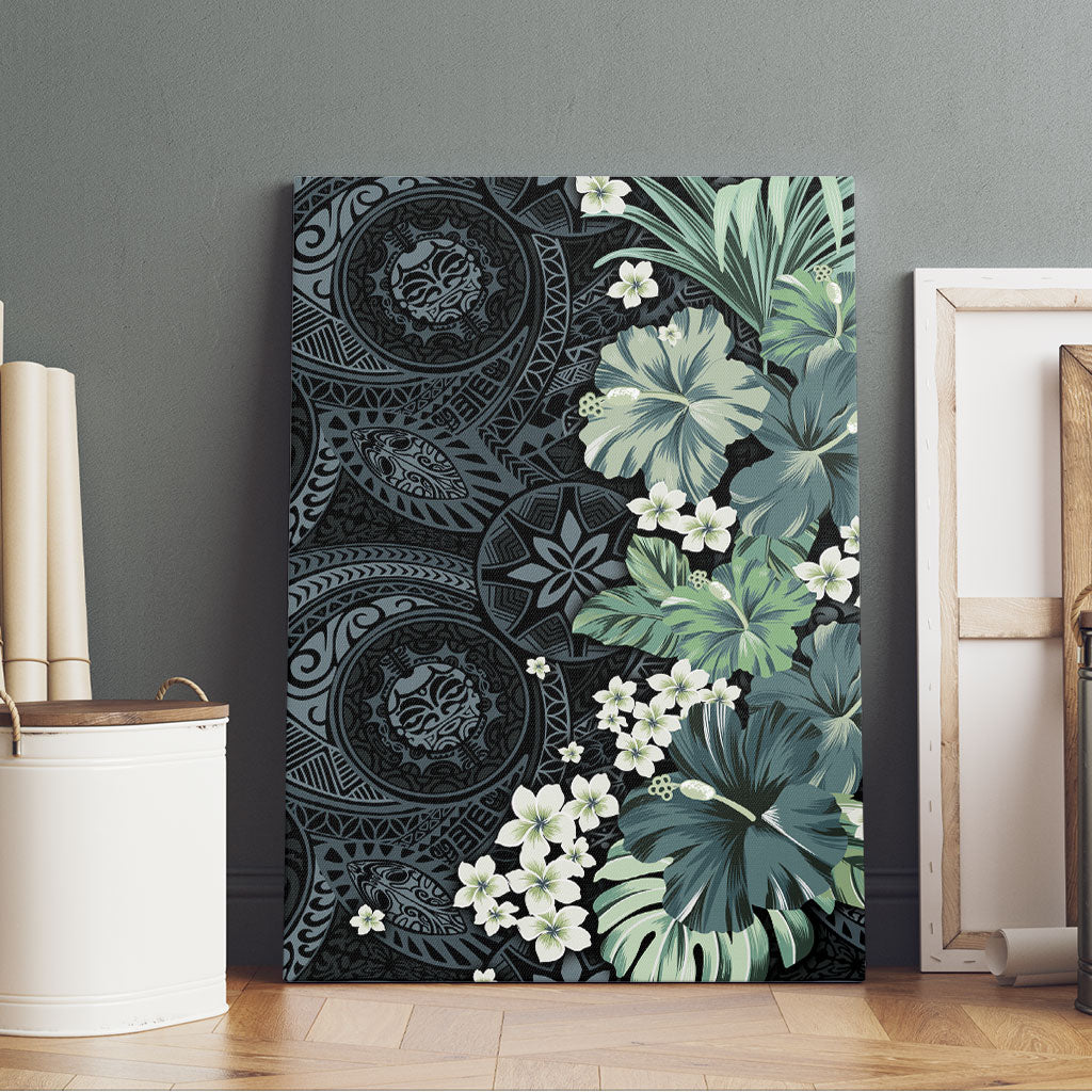 Pauliuli Hawai'i Hibiscus Canvas Wall Art Polynesian Tribal Tattoo Pattern Floral Elements