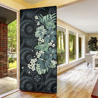 Pauliuli Hawai'i Hibiscus Door Cover Polynesian Tribal Tattoo Pattern Floral Elements