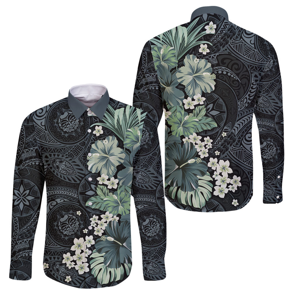 Pauliuli Hawai'i Hibiscus Family Matching Mermaid Dress and Hawaiian Shirt Polynesian Tribal Tattoo Pattern Floral Elements