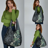 Pauliuli Hawai'i Hibiscus Grocery Bag Polynesian Tribal Tattoo Pattern Floral Elements