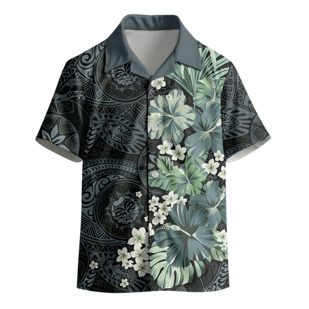 Pauliuli Hawai'i Hibiscus Kid Hawaiian Shirt Polynesian Tribal Tattoo Pattern Floral Elements