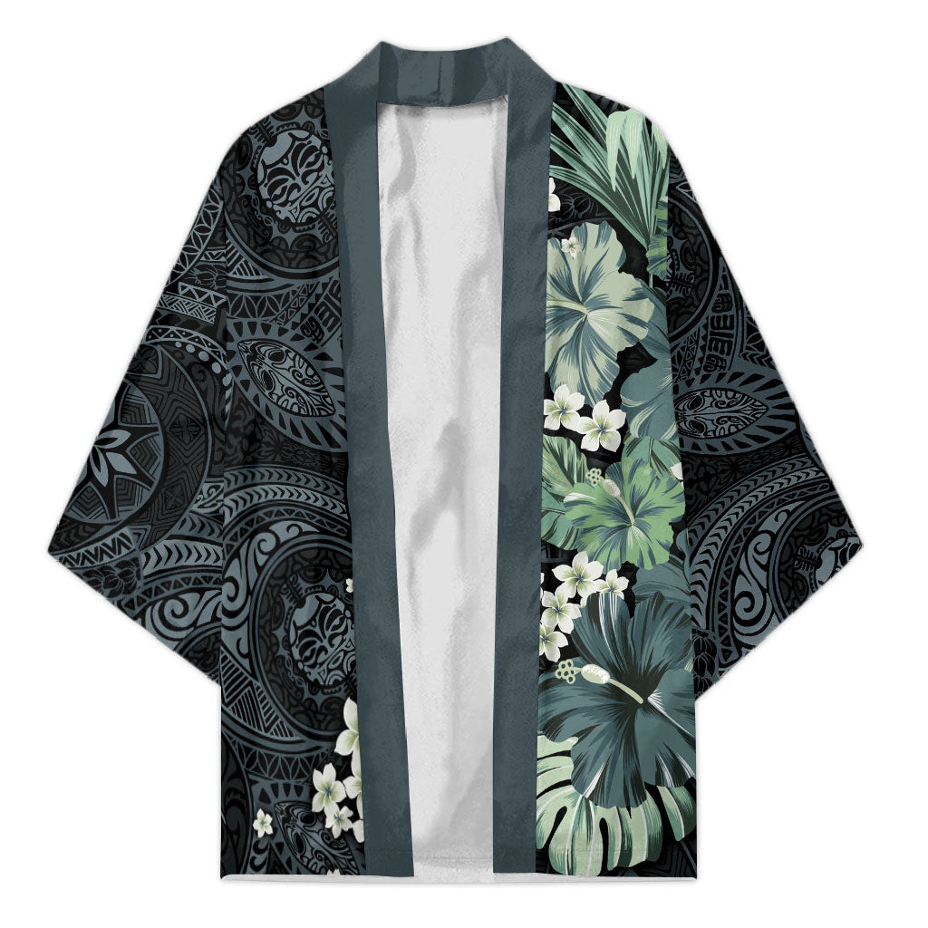 Pauliuli Hawai'i Hibiscus Kimono Polynesian Tribal Tattoo Pattern Floral Elements