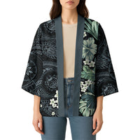 Pauliuli Hawai'i Hibiscus Kimono Polynesian Tribal Tattoo Pattern Floral Elements