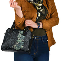 Pauliuli Hawai'i Hibiscus Shoulder Handbag Polynesian Tribal Tattoo Pattern Floral Elements