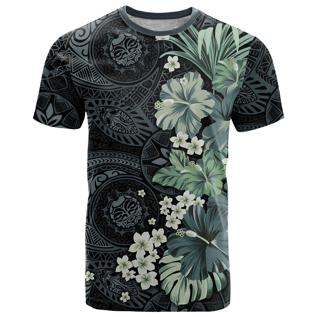 Pauliuli Hawai'i Hibiscus T Shirt Polynesian Tribal Tattoo Pattern Floral Elements