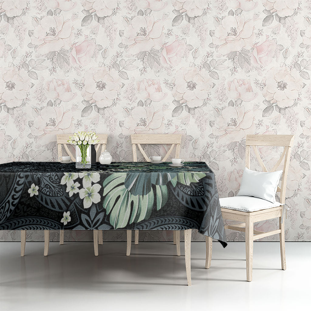 Pauliuli Hawai'i Hibiscus Tablecloth Polynesian Tribal Tattoo Pattern Floral Elements