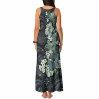 Pauliuli Hawai'i Hibiscus Tank Maxi Dress Polynesian Tribal Tattoo Pattern Floral Elements