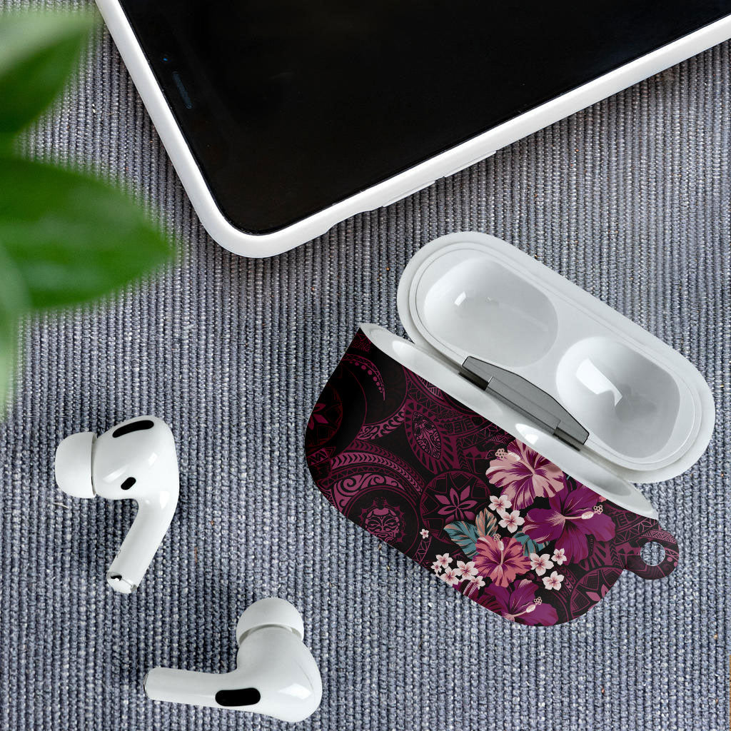 Poni Mama Hawai'i Hibiscus AirPods Case Polynesian Tribal Tattoo Pattern Floral Elements