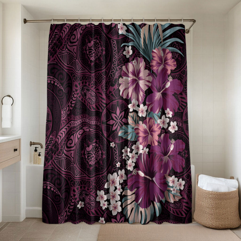 Poni Mama Hawai'i Hibiscus Bathroom Set Polynesian Tribal Tattoo Pattern Floral Elements