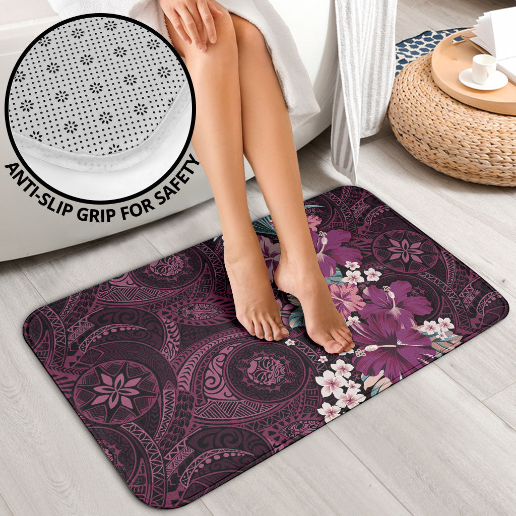 Poni Mama Hawai'i Hibiscus Bathroom Set Polynesian Tribal Tattoo Pattern Floral Elements