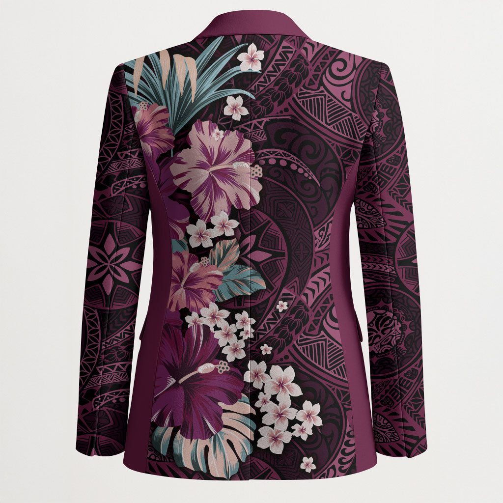 Poni Mama Hawai'i Hibiscus Blazer Polynesian Tribal Tattoo Pattern Floral Elements
