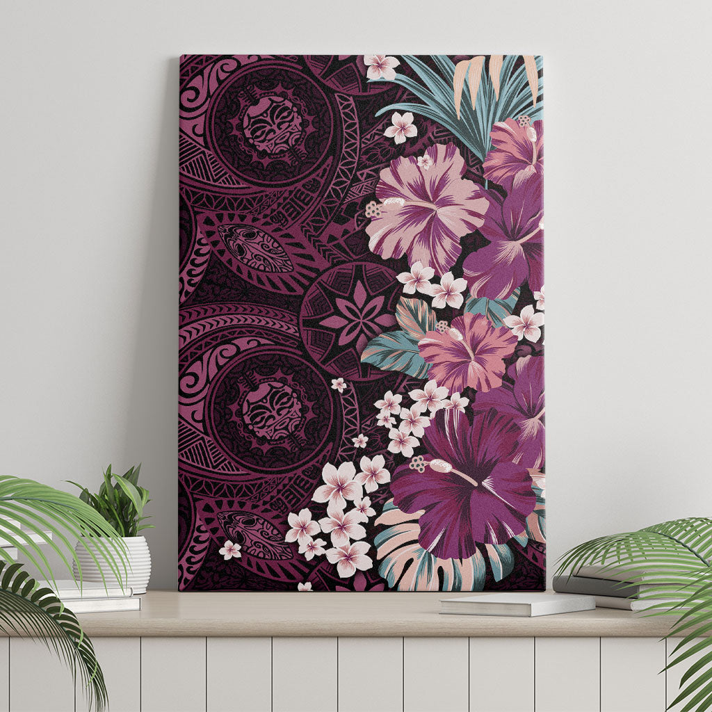 Poni Mama Hawai'i Hibiscus Canvas Wall Art Polynesian Tribal Tattoo Pattern Floral Elements