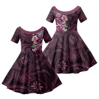 Poni Mama Hawai'i Hibiscus Family Matching Mermaid Dress and Hawaiian Shirt Polynesian Tribal Tattoo Pattern Floral Elements