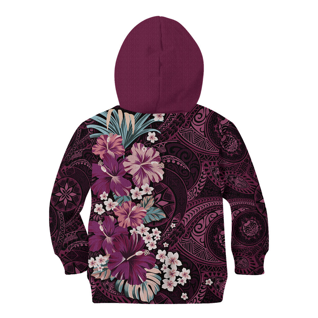 Poni Mama Hawai'i Hibiscus Kid Hoodie Polynesian Tribal Tattoo Pattern Floral Elements
