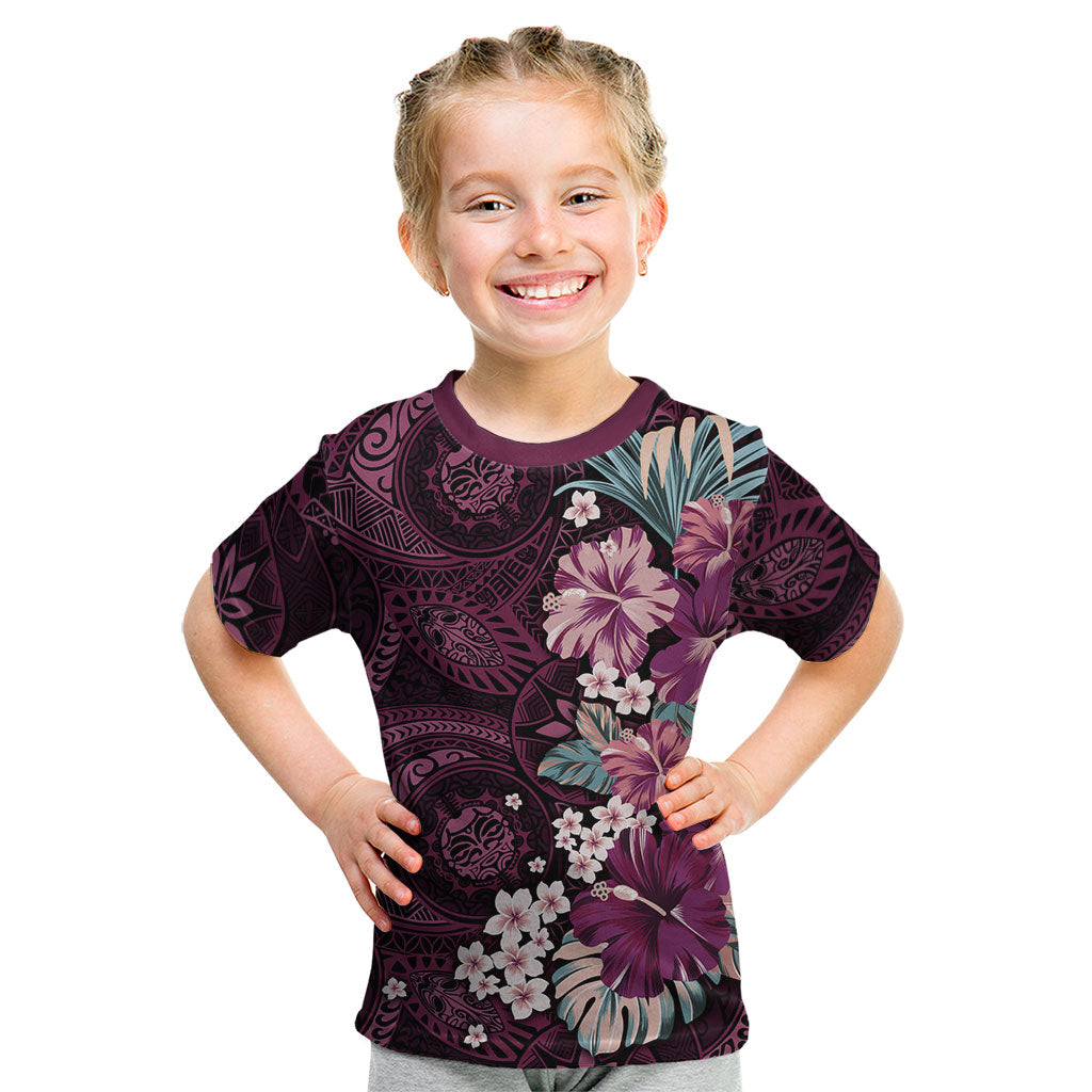 Poni Mama Hawai'i Hibiscus Kid T Shirt Polynesian Tribal Tattoo Pattern Floral Elements