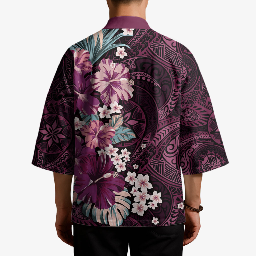 Poni Mama Hawai'i Hibiscus Kimono Polynesian Tribal Tattoo Pattern Floral Elements