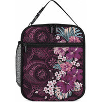 Poni Mama Hawai'i Hibiscus Lunch Bag Polynesian Tribal Tattoo Pattern Floral Elements LT9 10.2 × 8.3 × 4.3 inch Pink - Polynesian Pride